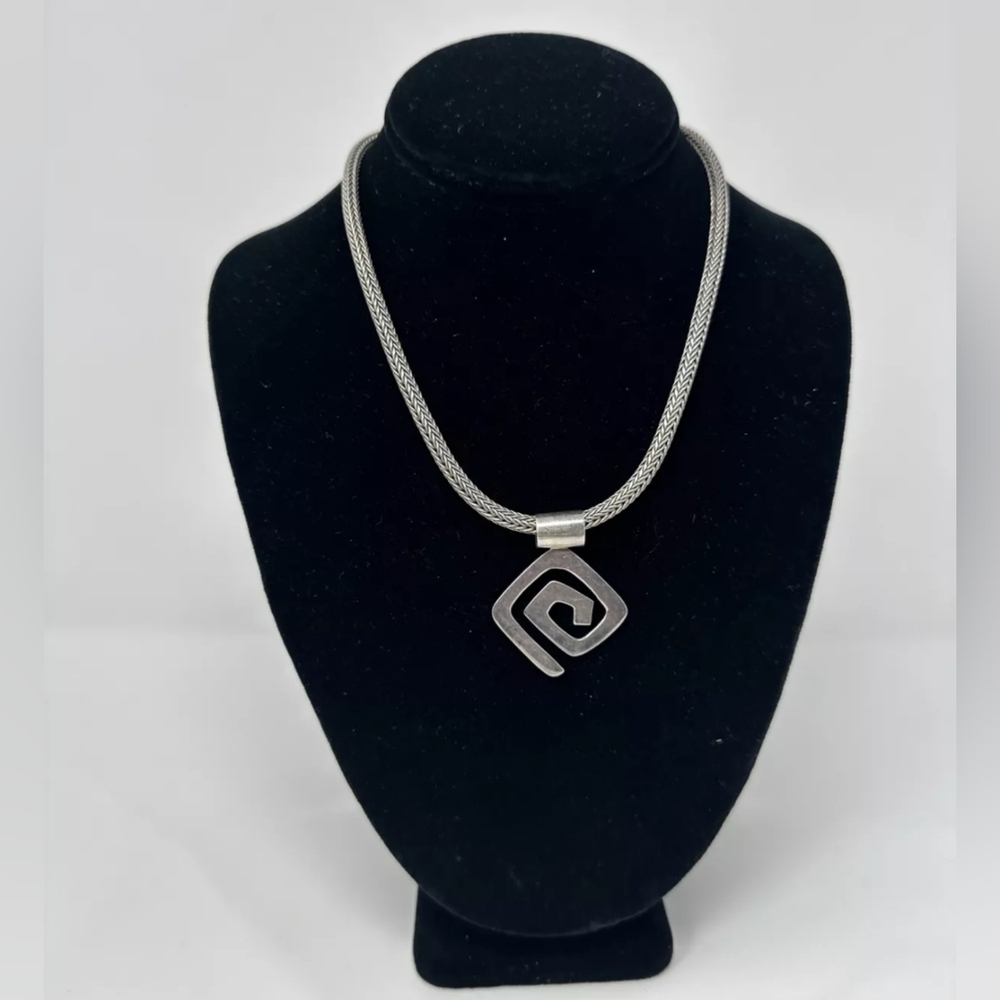 Silpada Wheat Sterling Silver Chain Necklace with Modernist Removable Pendant17"